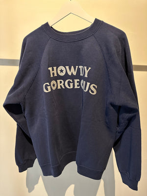 Vintage Howdy Gorgeous Pullover- silver on navy