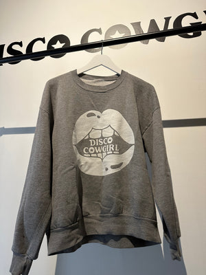 Vintage Kiss Pullover- white on grey