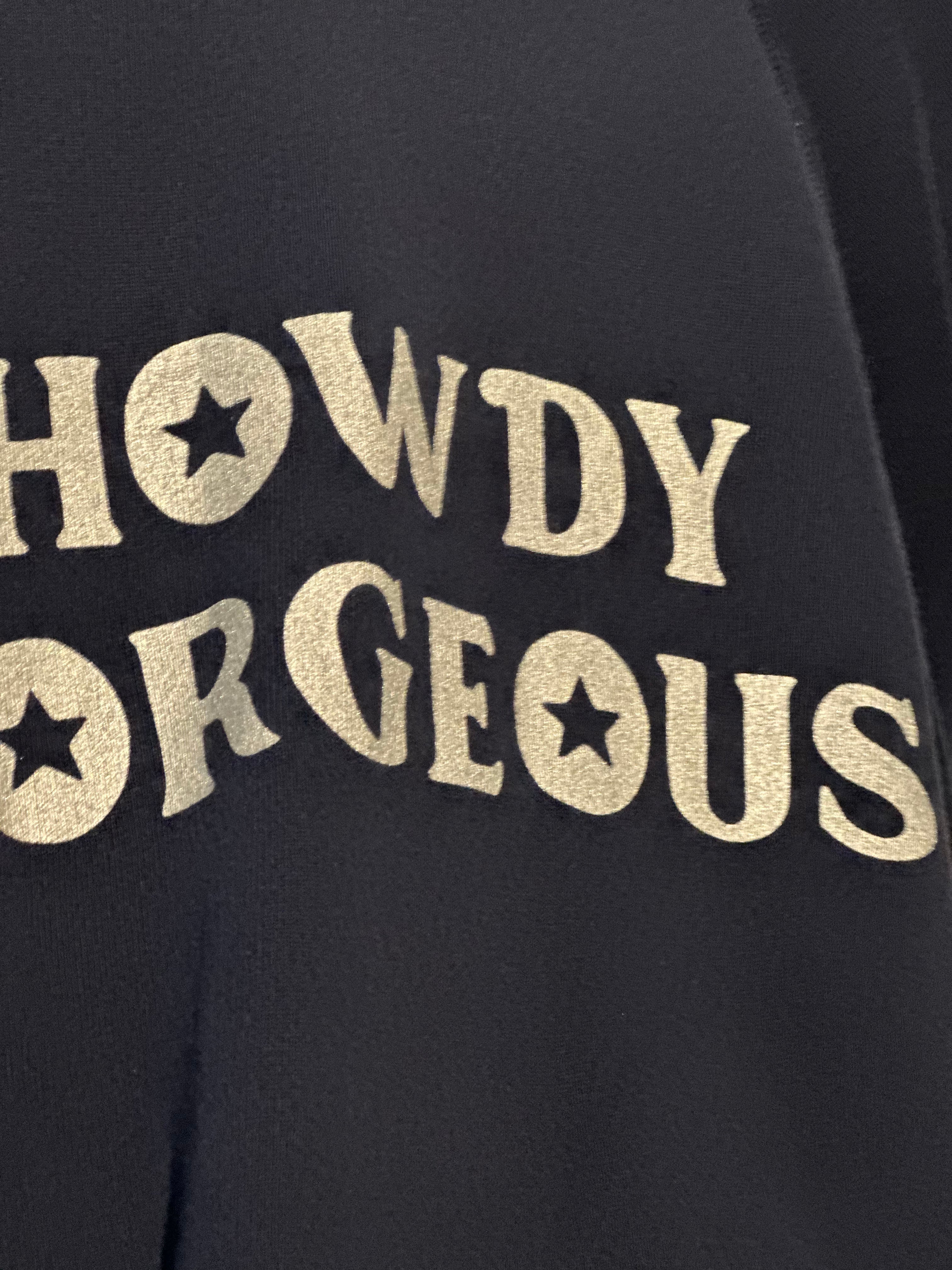Vintage Howdy Gorgeous Pullover- silver on navy