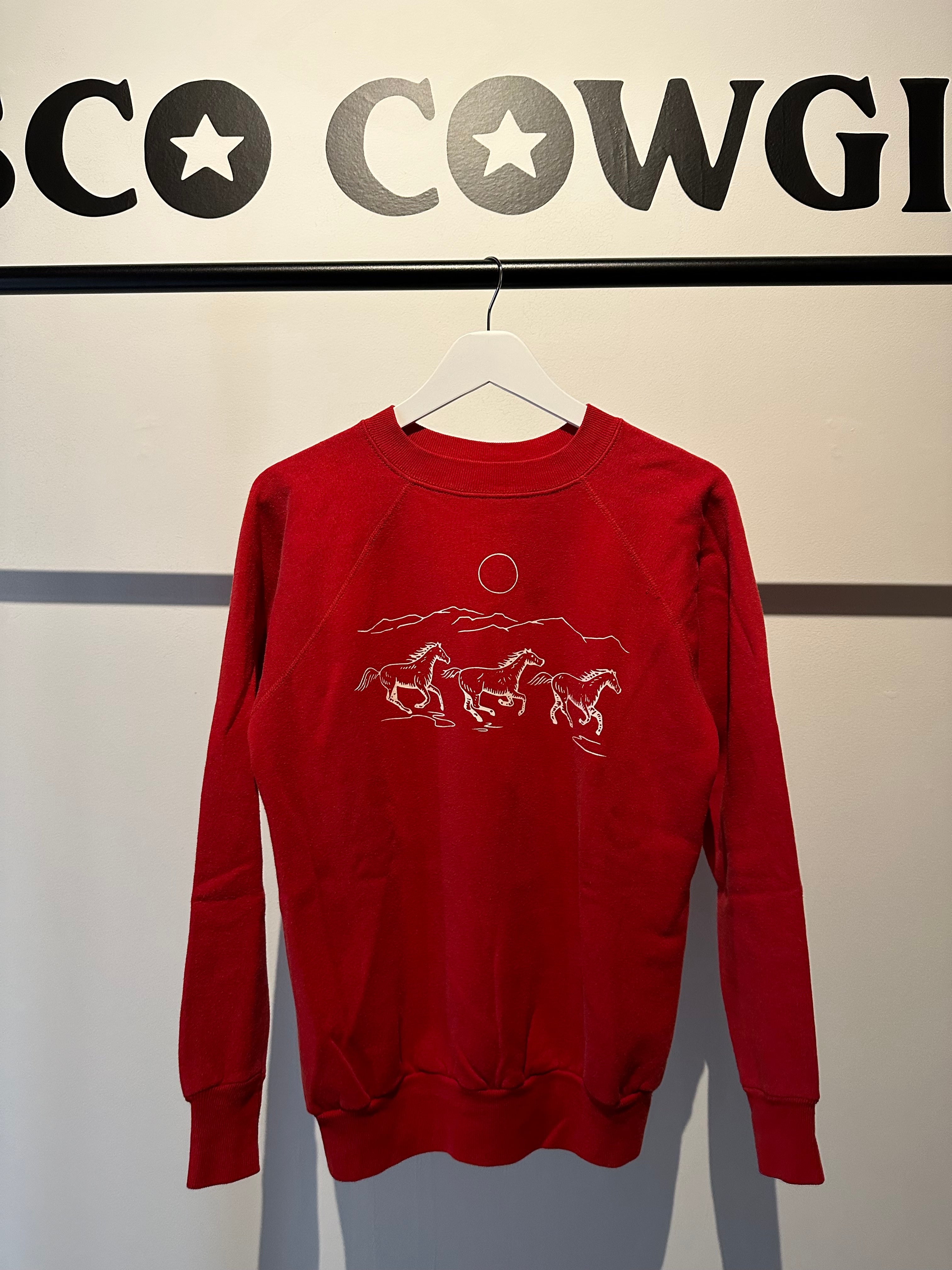 Vintage Wild West Pullover- white on red