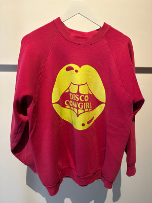 Vintage Kiss Pullover- neon on pink