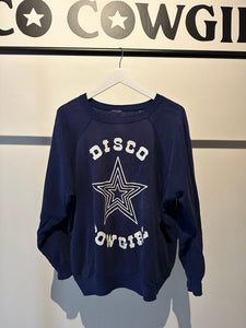 Vintage Western Radio Star Pullover- white on navy