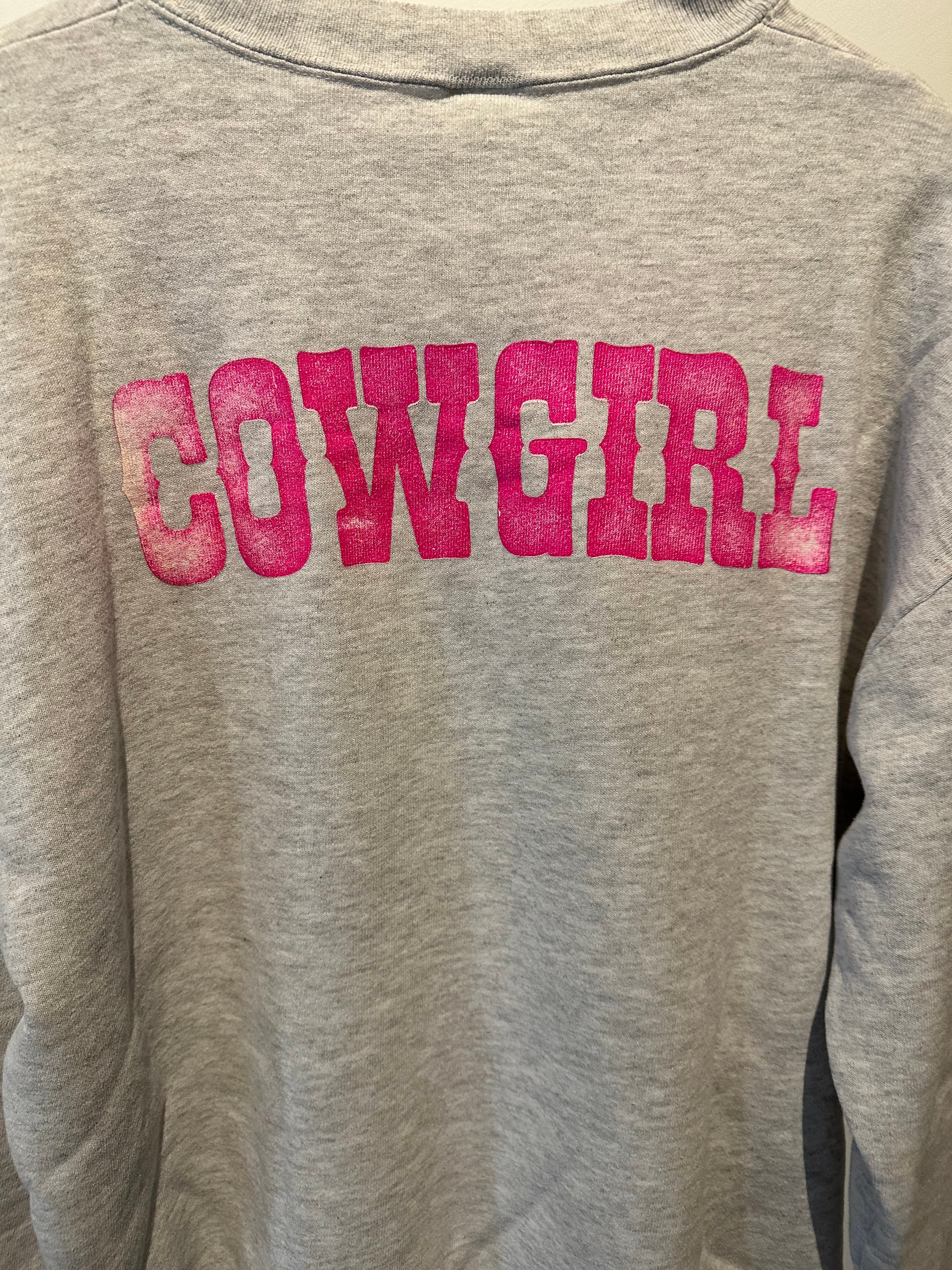Vintage Westbound Pullover- distressed pink on grey