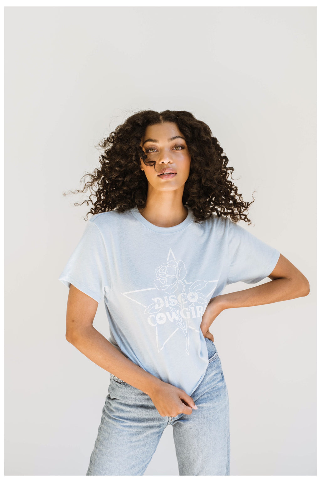 Cowgirl Tee- white on sky