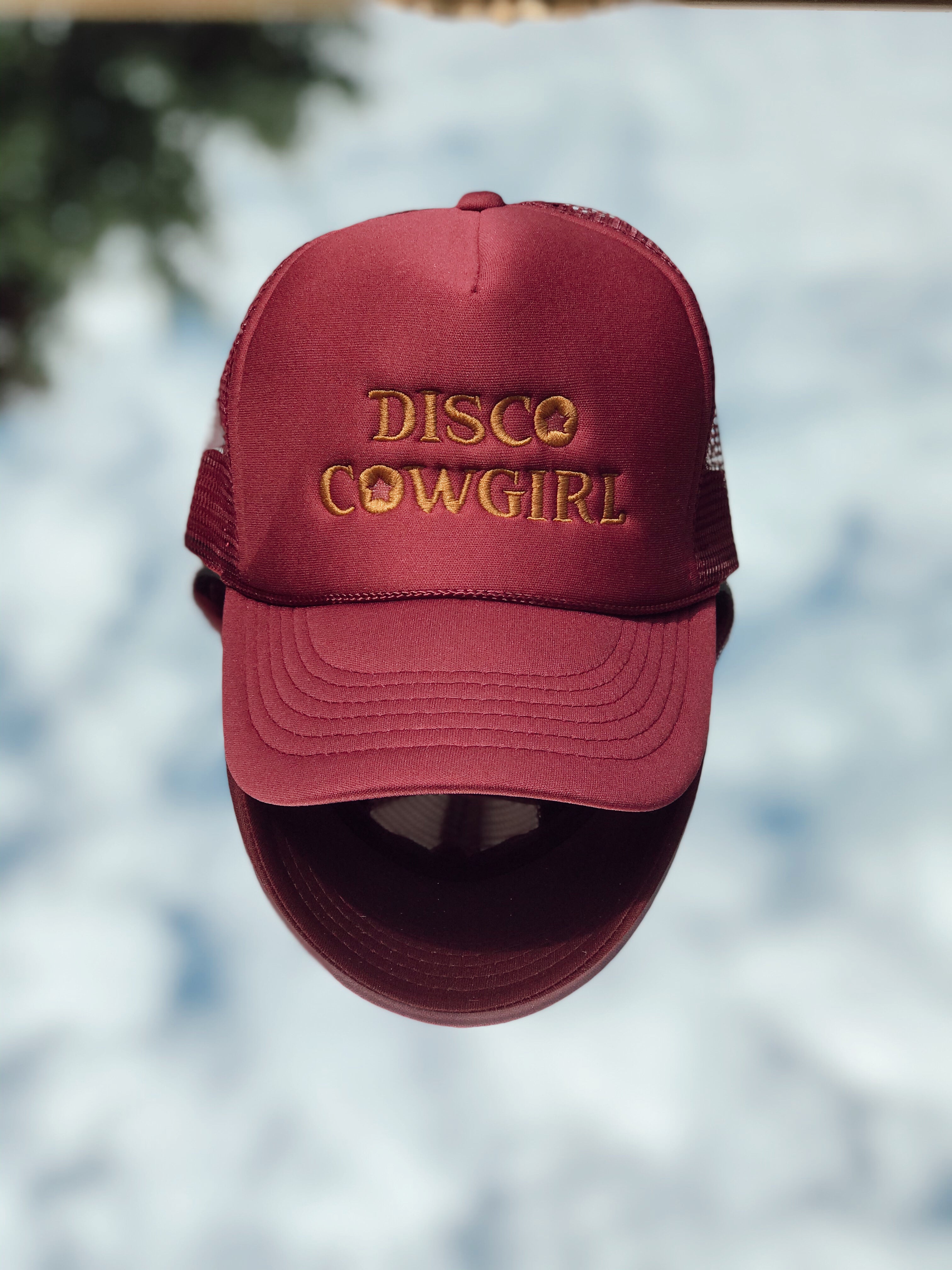 Foam Trucker Hat- vintage gold on rosewood