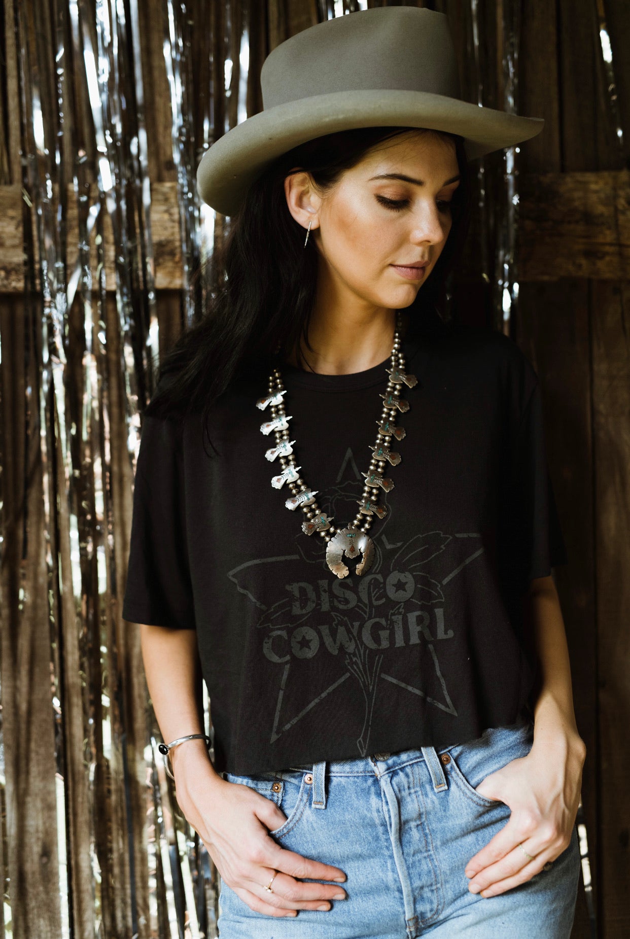 Cowgirl Tee- black on black
