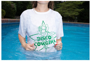Cowgirl Tee- green on white