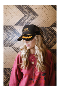 Foam Trucker Hat- vintage gold on black
