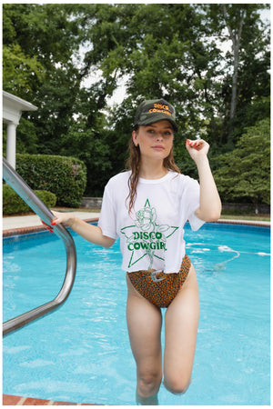 Cowgirl Tee- green on white